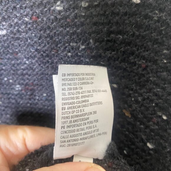 American Eagle Outfitters Wool Blend Hoodie Sweater Mens XL Black Pullover - Picture 6 of 11